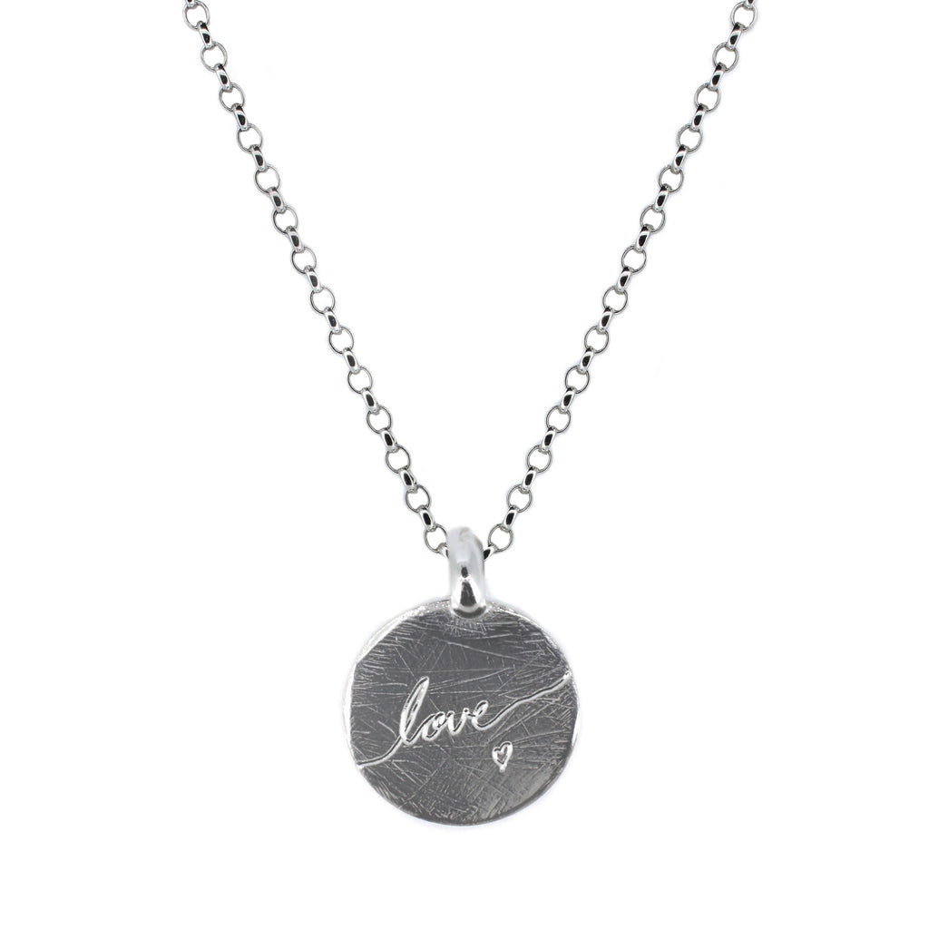 Love Disc Necklace in Sterling Silver