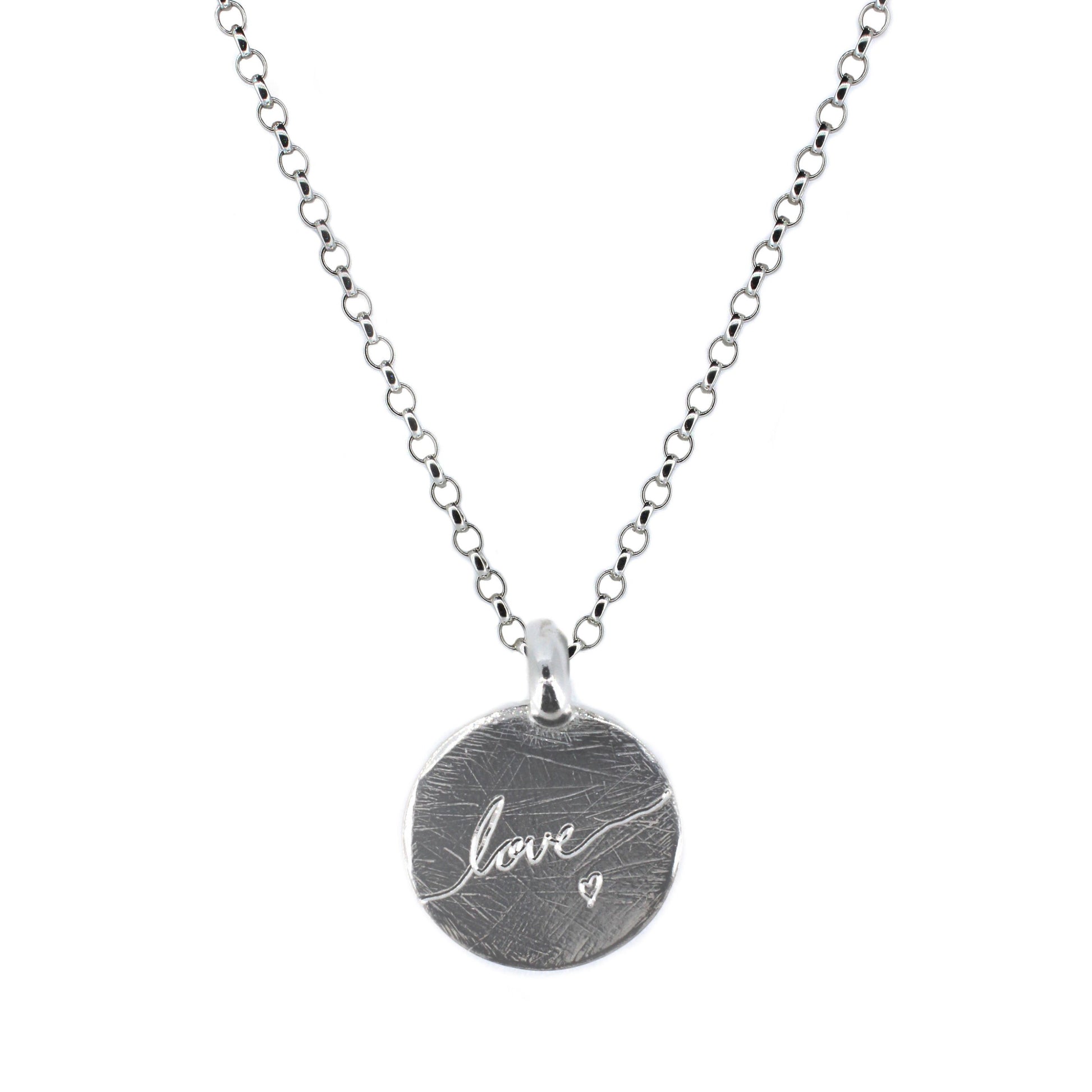 Love Disc Necklace in Sterling Silver