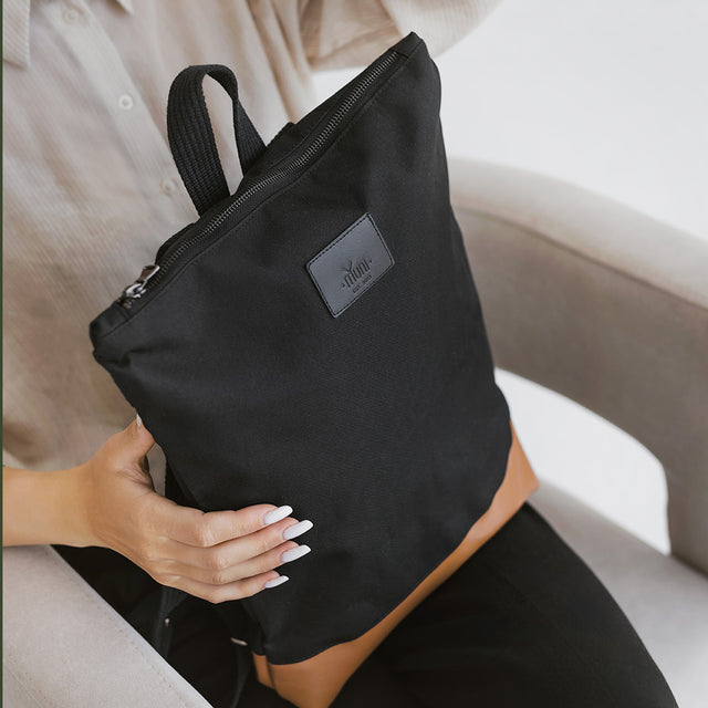 Black & Tan Leather Backpack – Stylish, Waterproof & Spacious by Muni at www.brixbailey.com