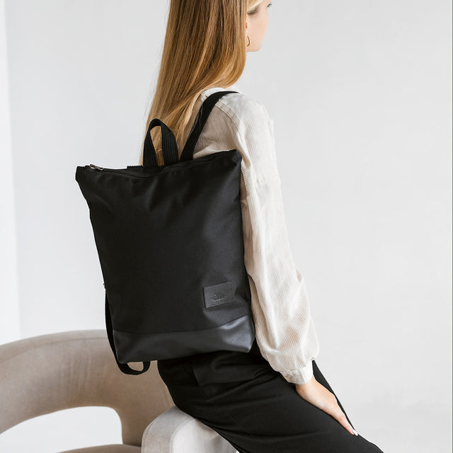 Black Waterproof Leather Backpack – Stylish & Functional by Muni at www.brixbailey.com