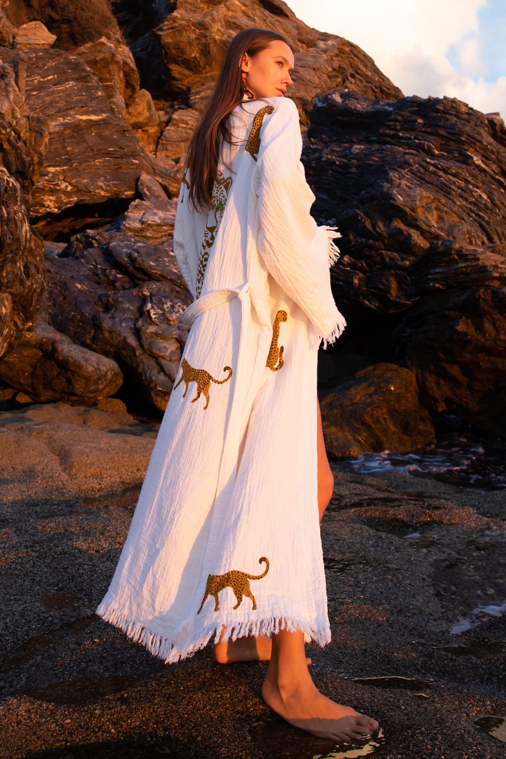 WILD LEOPARD Kimono in Brown