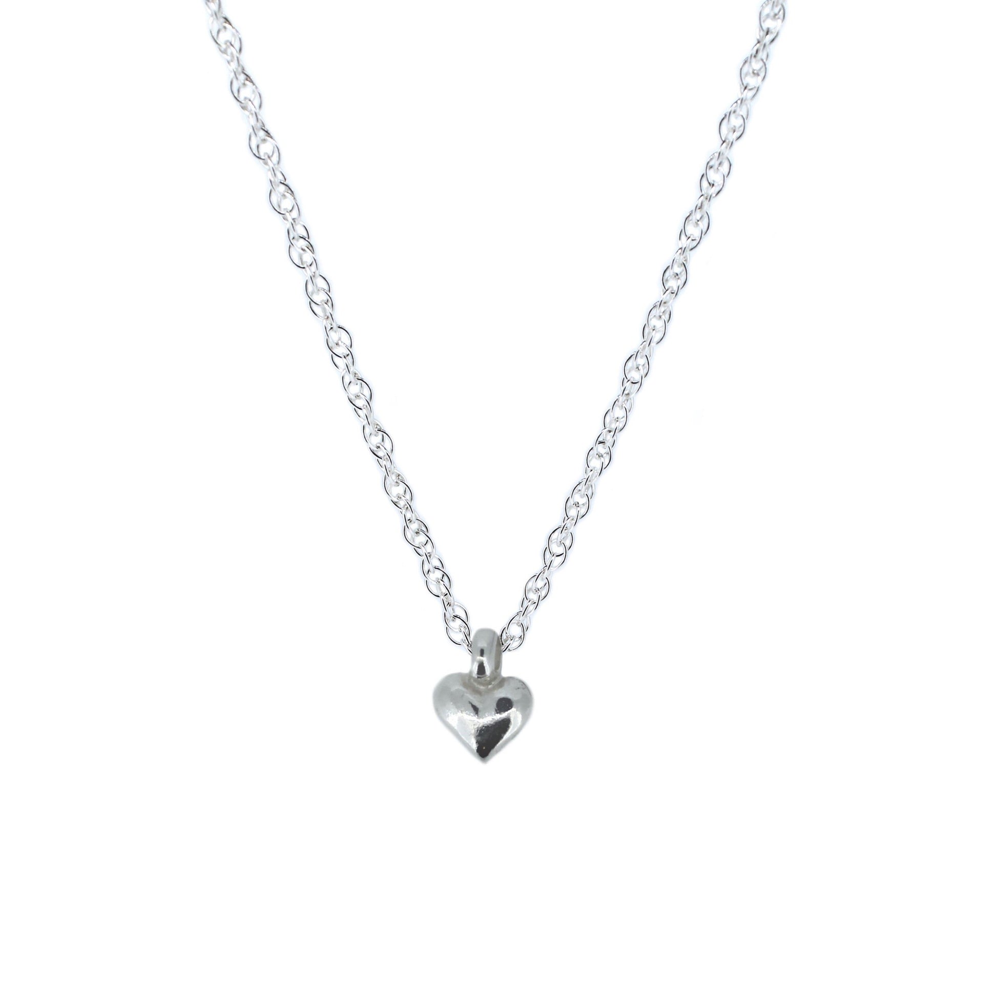 Mini Heart Sterling Silver Rope Chain Necklace