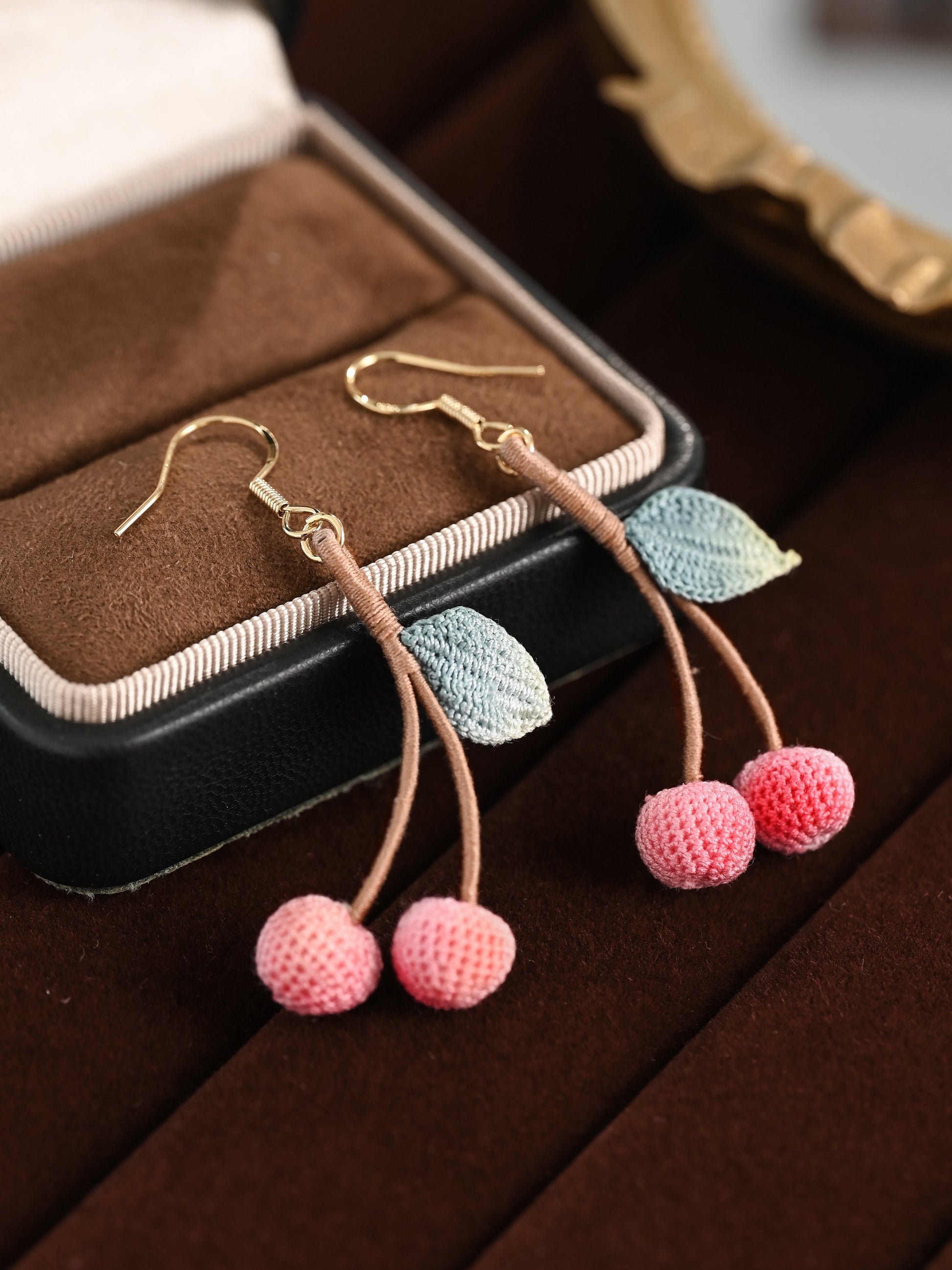 Cherry Micro Crochet Earrings
