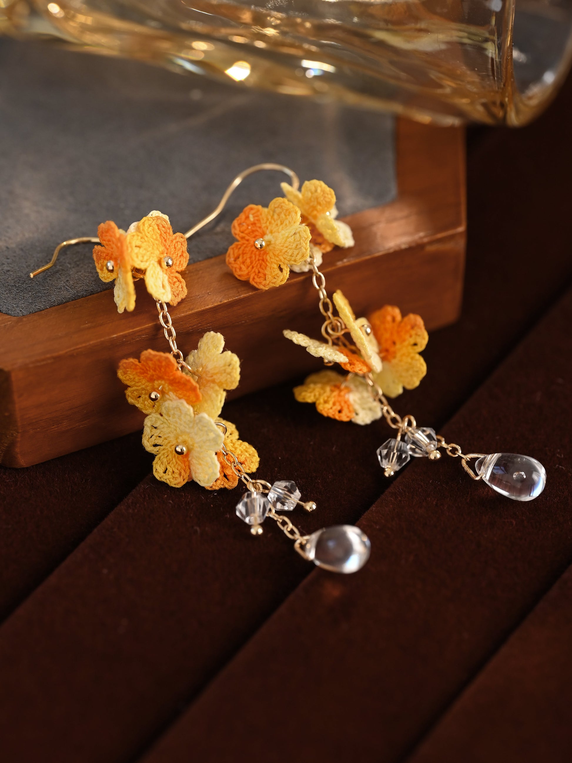 Forget Me Not Micro Crochet Earring Danglers in Gold