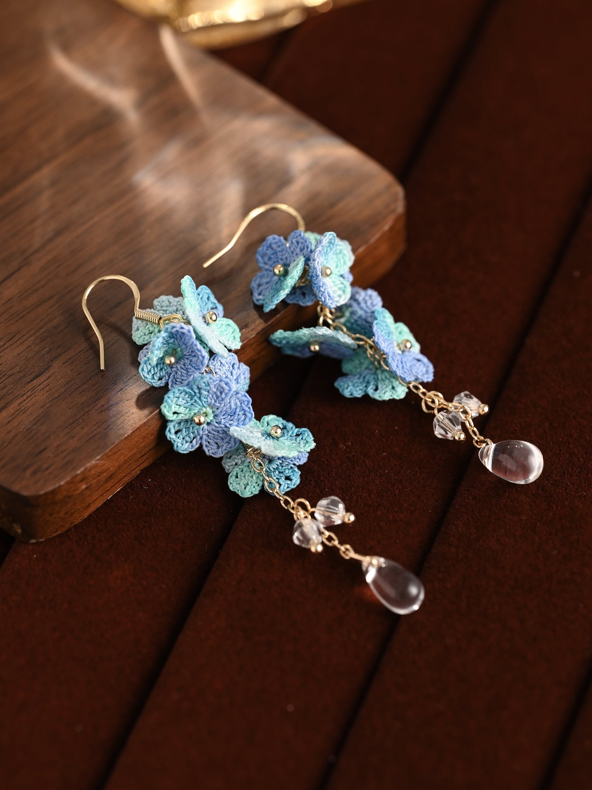 Forget Me Not Micro Crochet Earring Danglers in Gold