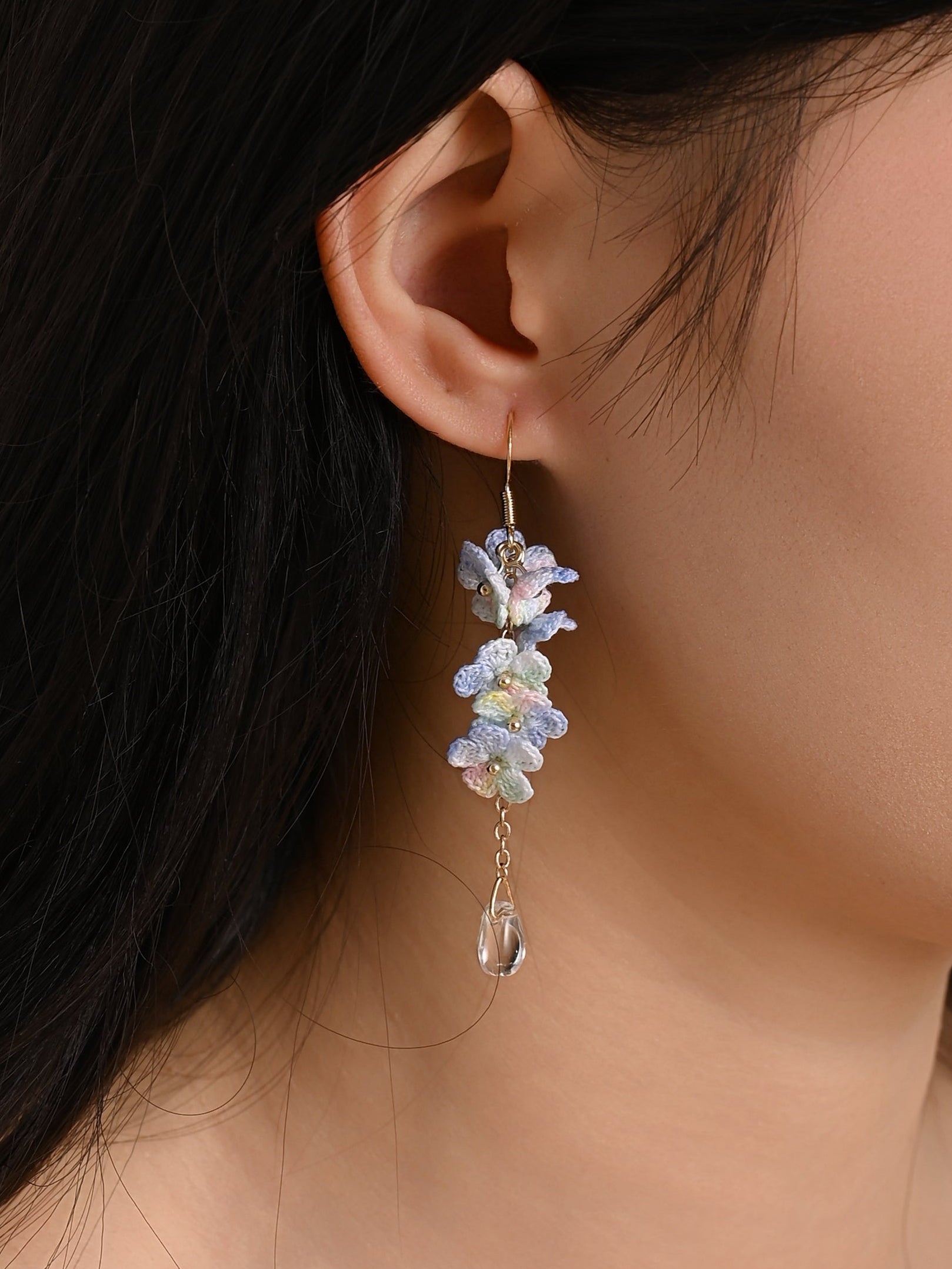 Forget Me Not Micro Crochet Earring Danglers in Gold