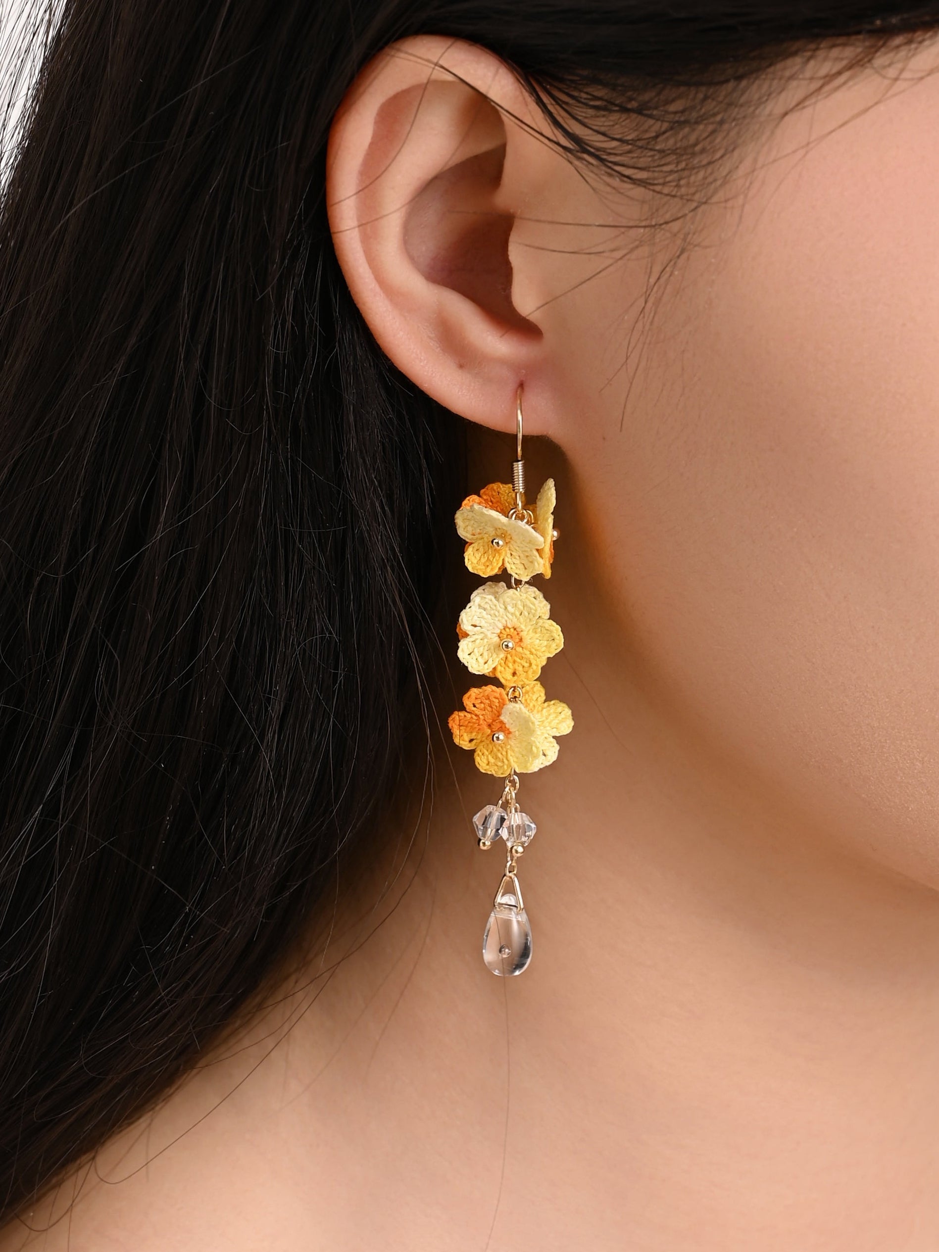 Forget Me Not Micro Crochet Earring Danglers in Gold