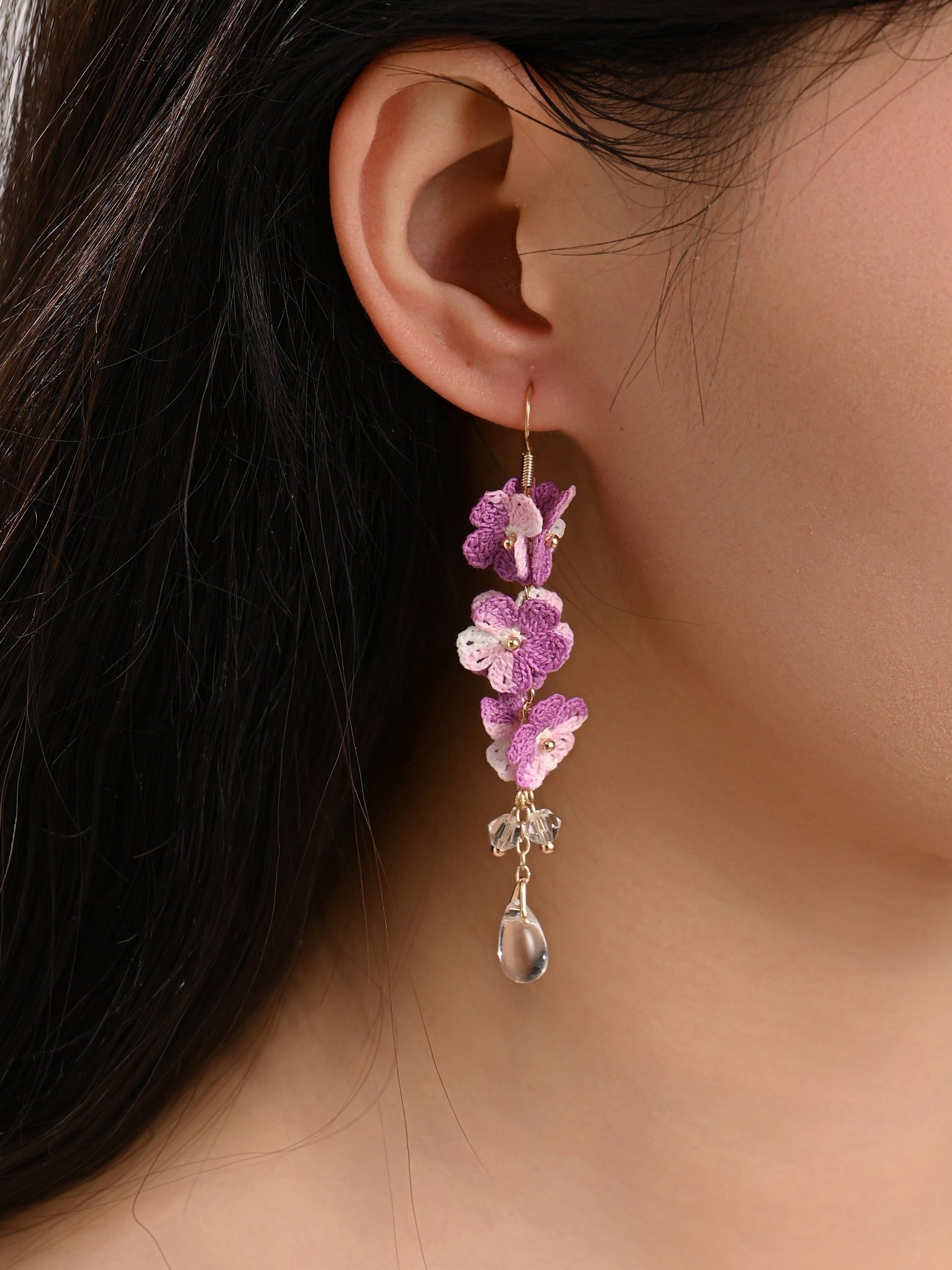 Forget Me Not Micro Crochet Earring Danglers in Gold