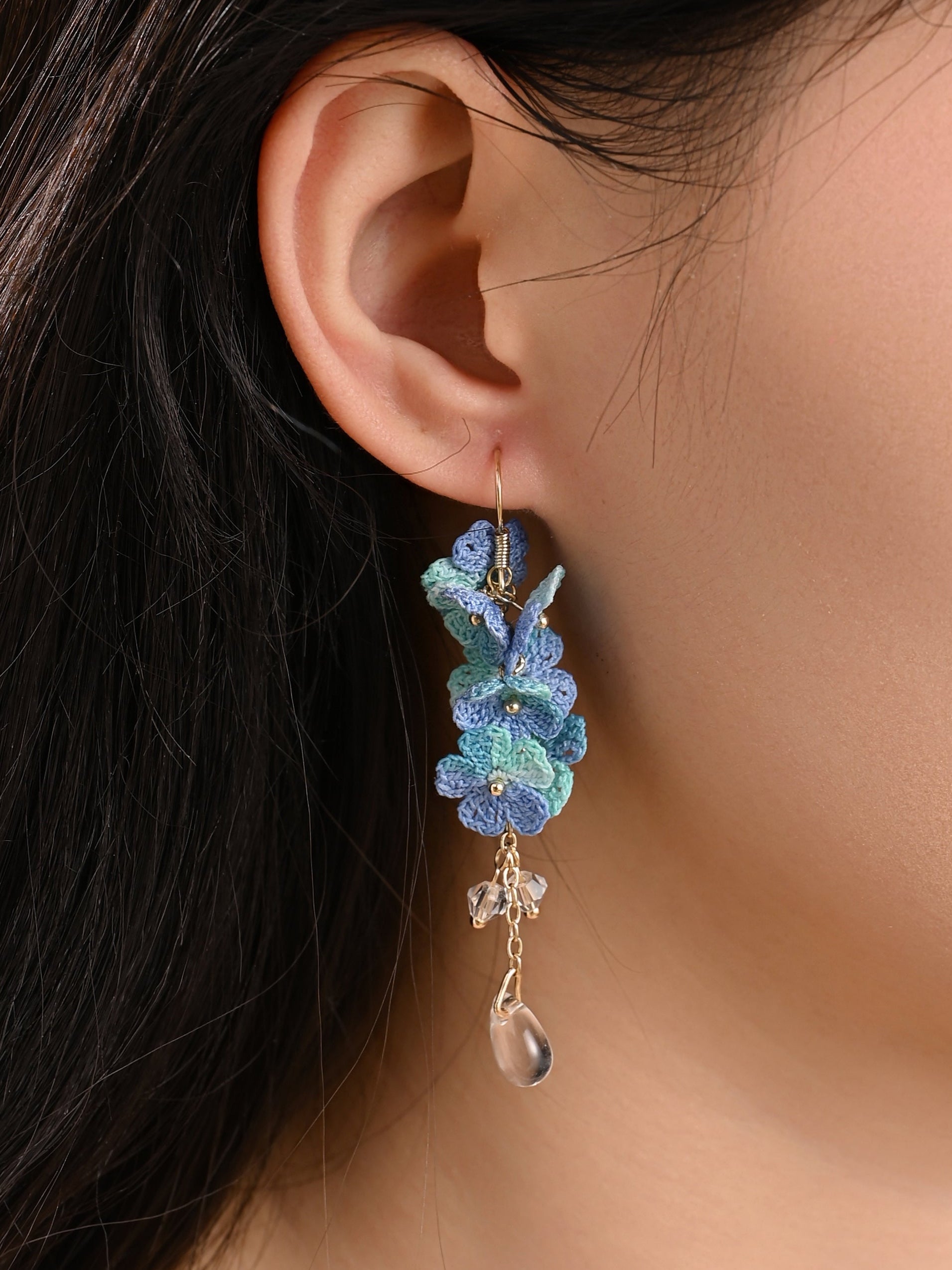 Forget Me Not Micro Crochet Earring Danglers in Gold