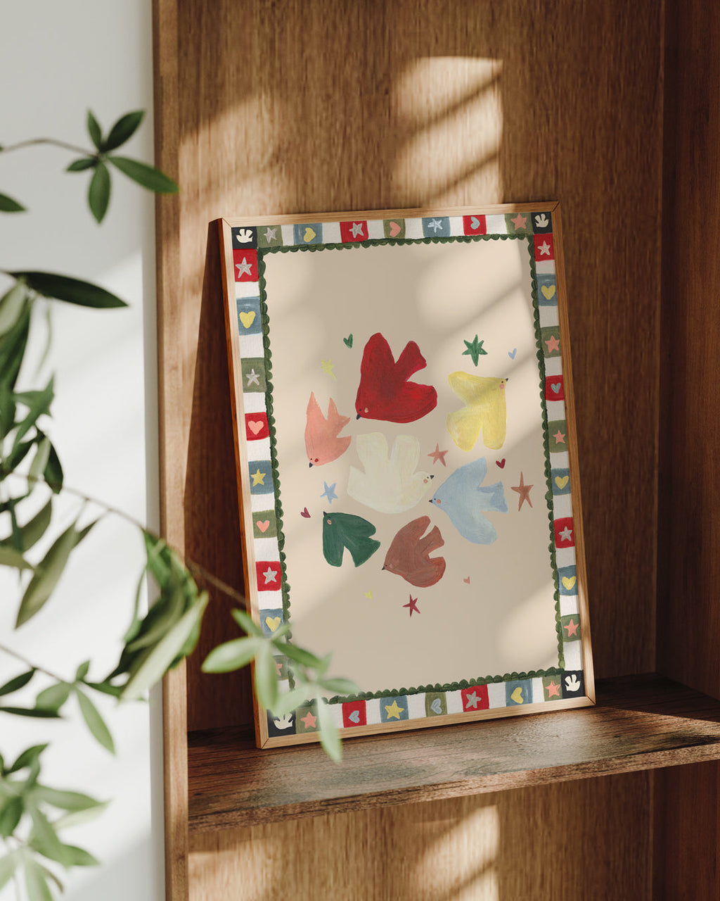 Hope Bird Art Print with Hand Painted Doves