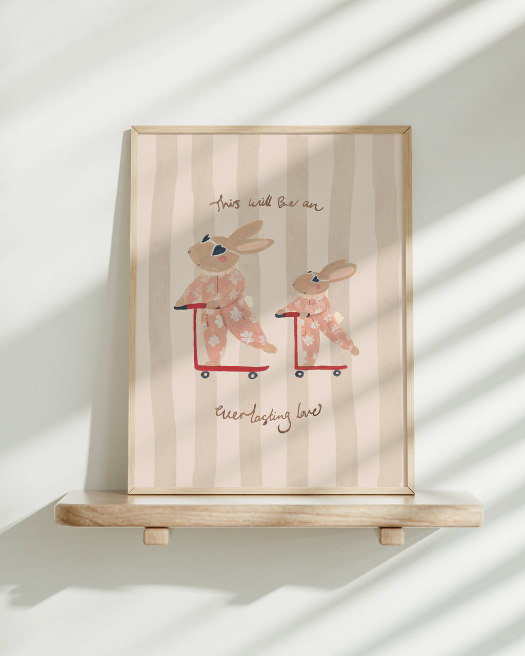 Everlasting Love Siblings Art Print Hand Painted Rabbit Scooters