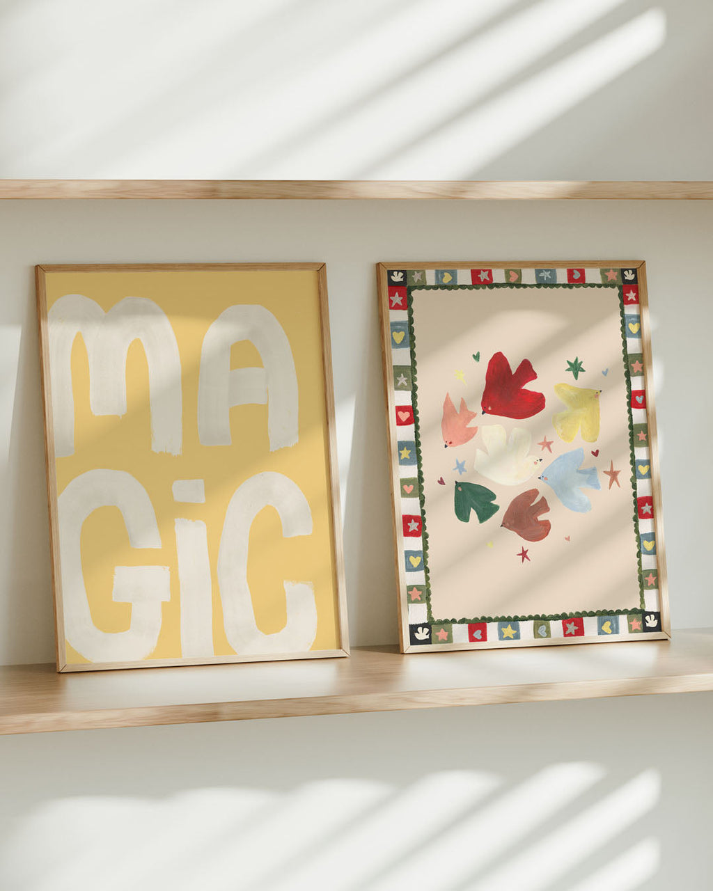 Hope Bird Art Print with Hand Painted Doves