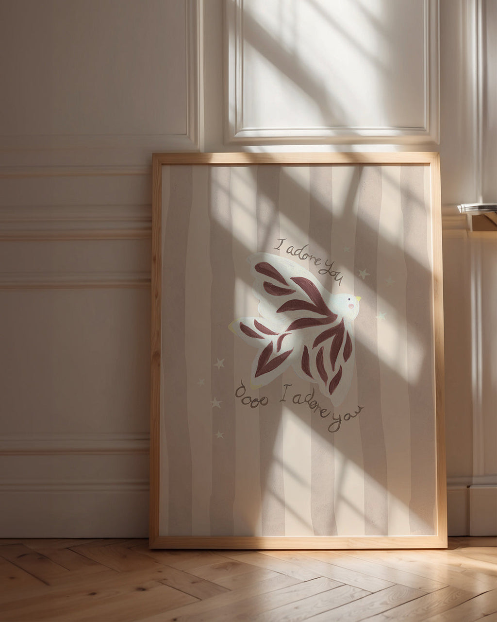 I Adore You Bird Art Print Clay