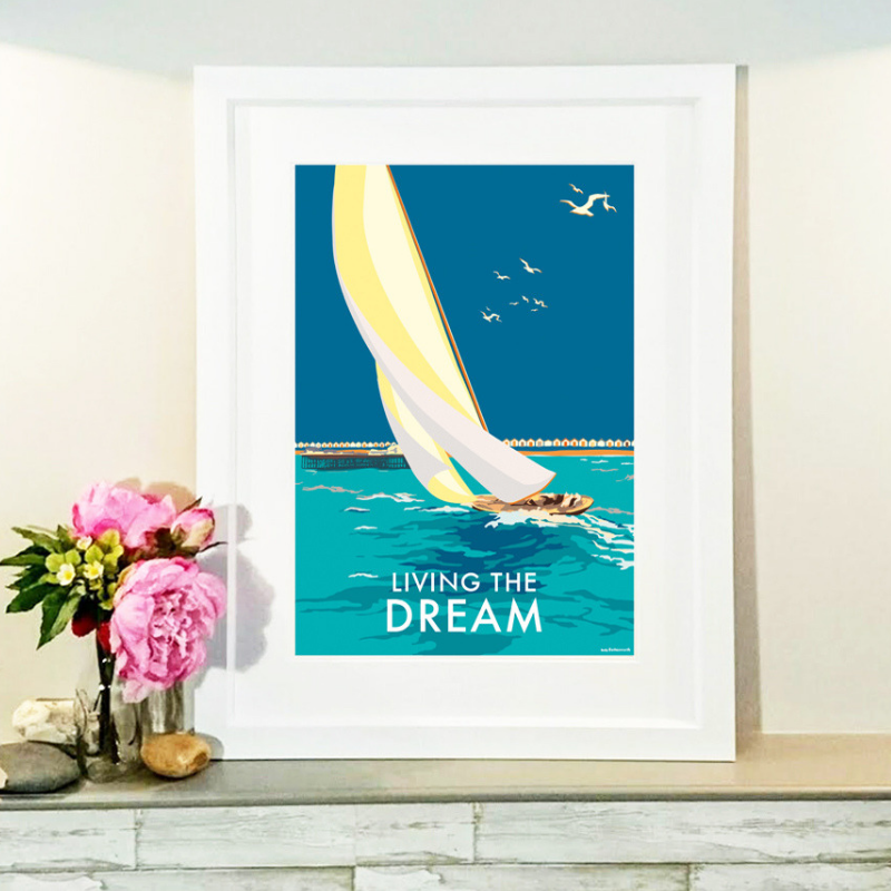 Living the Dream Vintage Sailing Print