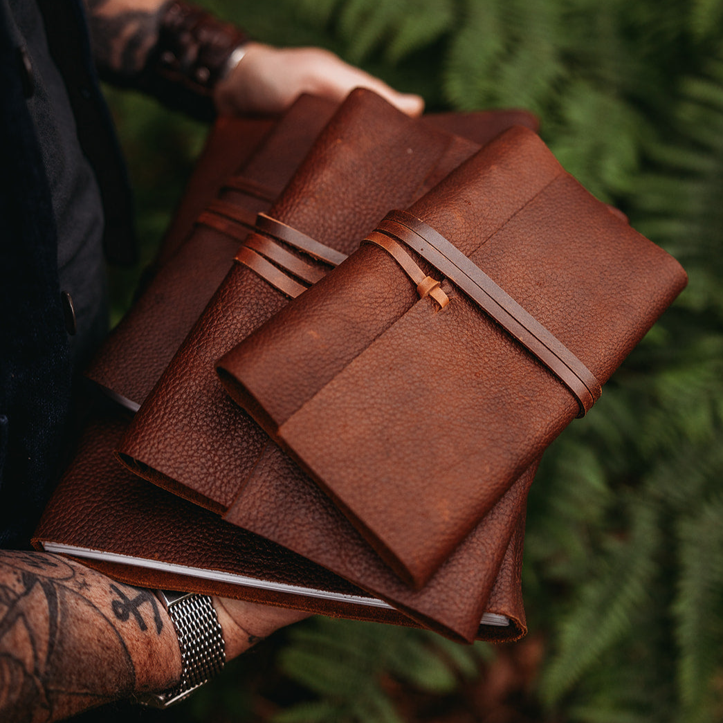Brown Leather Journal with Pebble Grain Finish