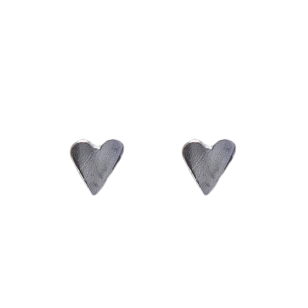 Large Heart Studs in Recycled Silver