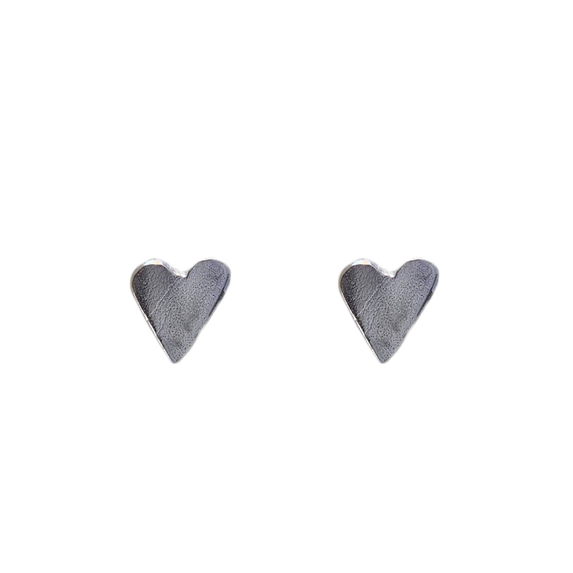 Large Heart Studs in Recycled Silver