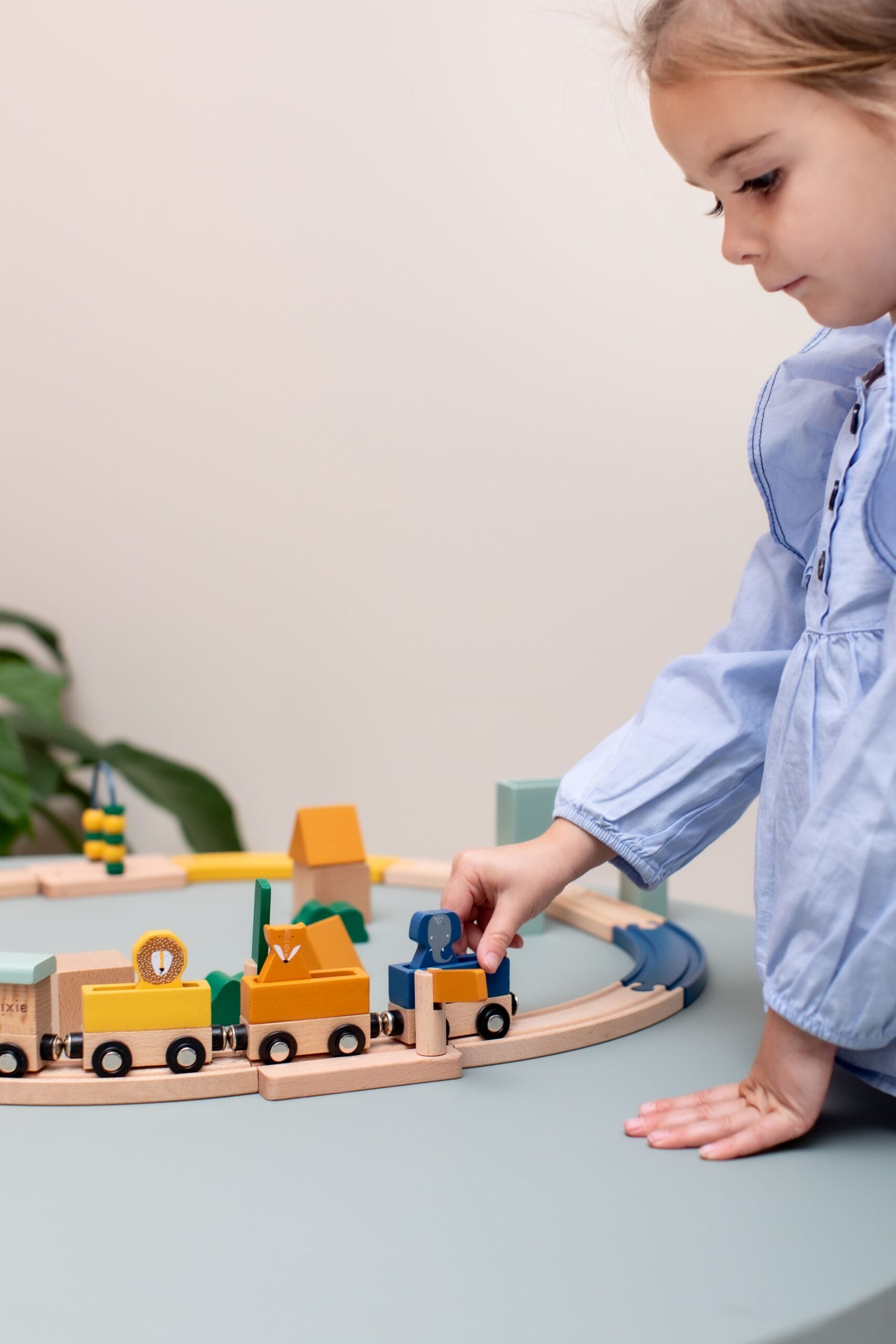 Animal Train Playset with Magnetic Wagons – FSC® Certified Wood by Trixie Baby at brixbailey.com