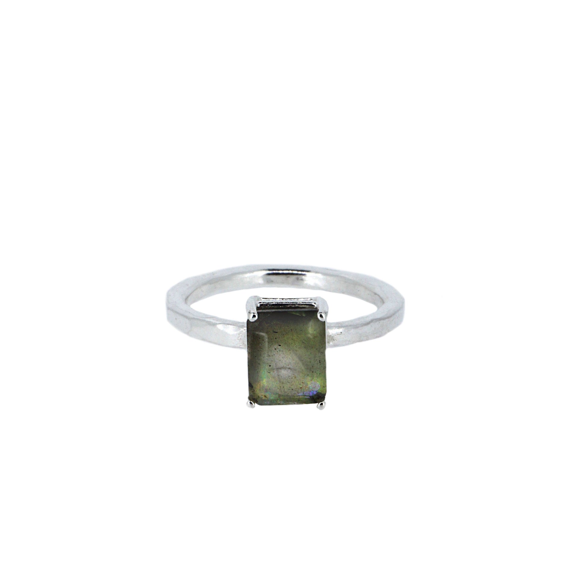Square Cut Labradorite Ring