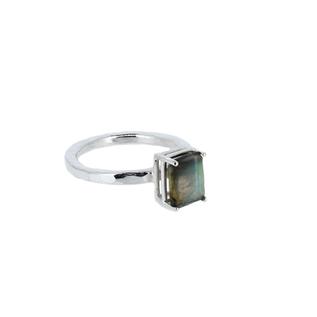 Square Cut Labradorite Ring