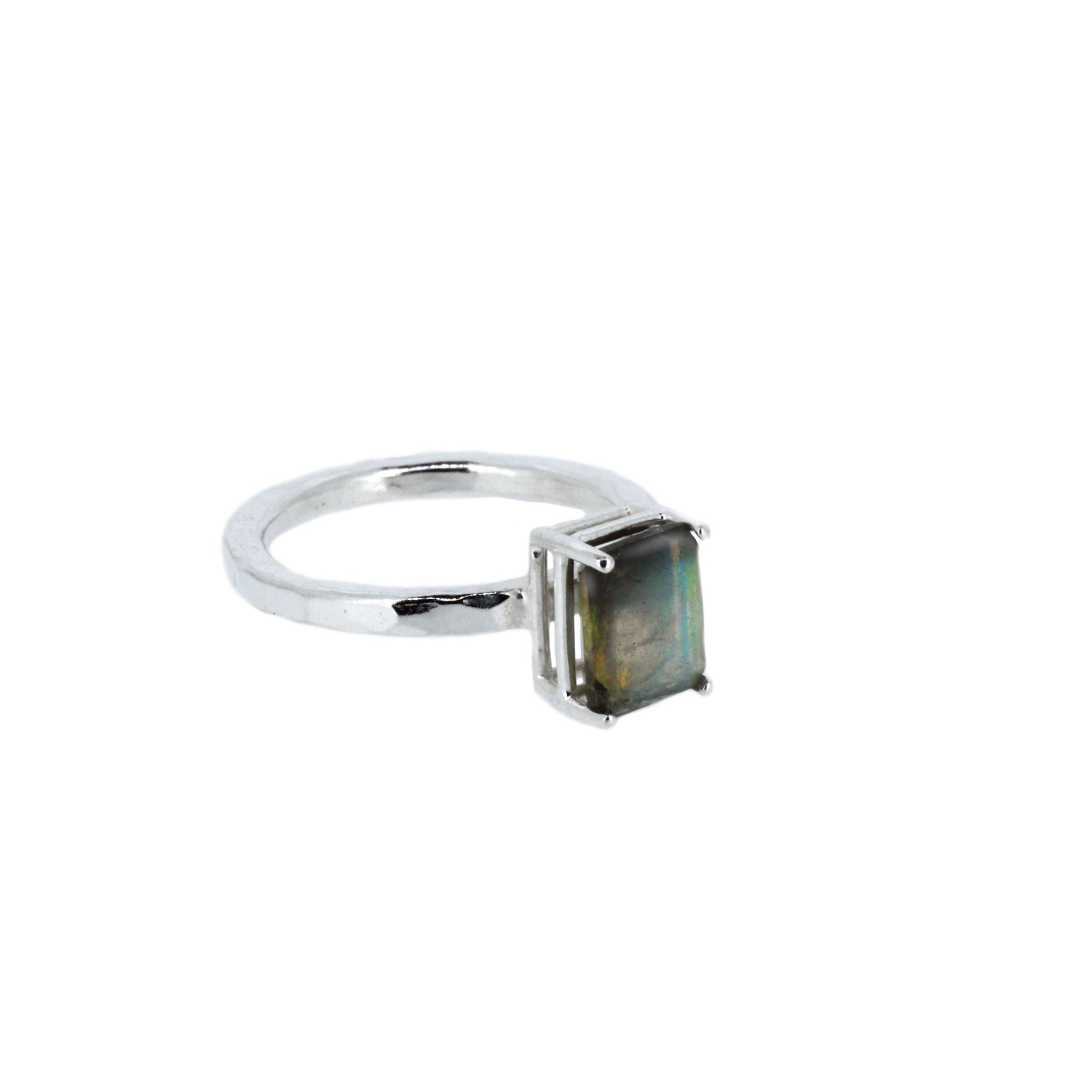 Square Cut Labradorite Ring