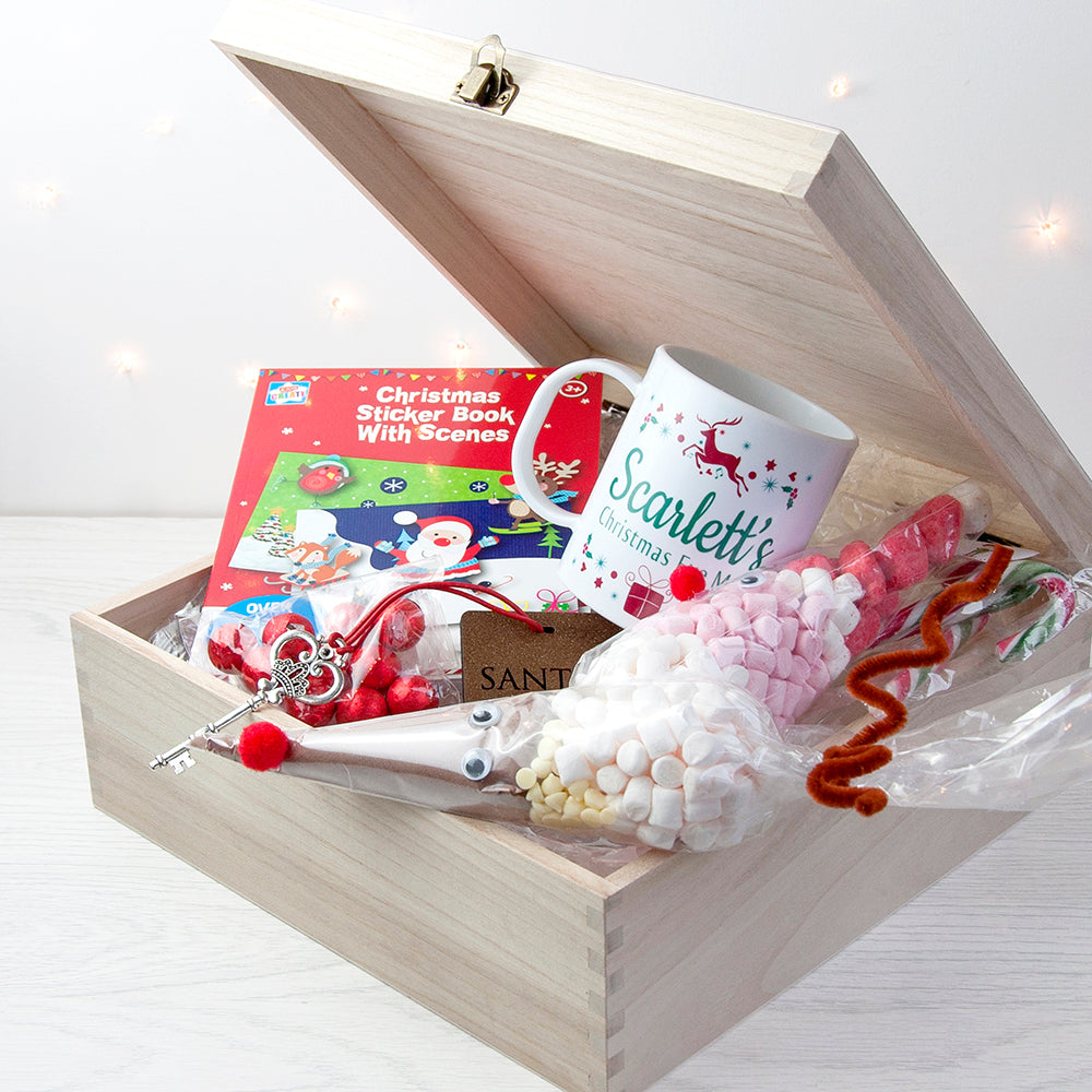 Personalised Festive Woodland Green Christmas Eve Box
