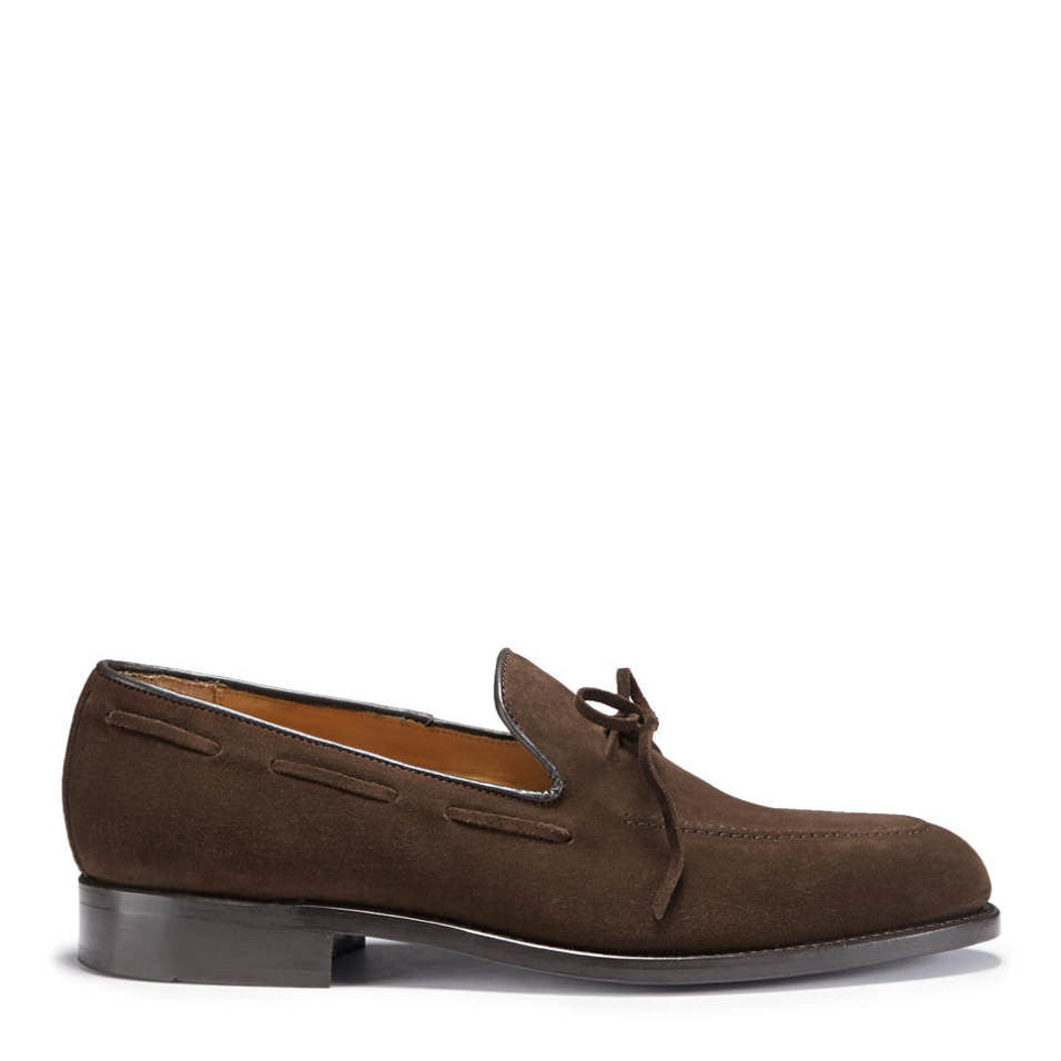 Brown Suede Laced Loafers