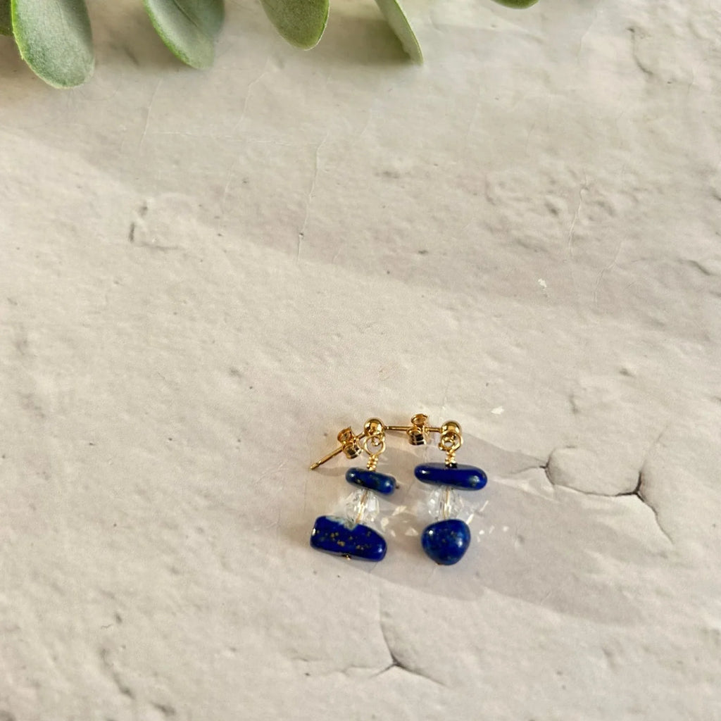 Lapis Lazuli Gemstone Earrings in Sterling Silver or Gold Filled
