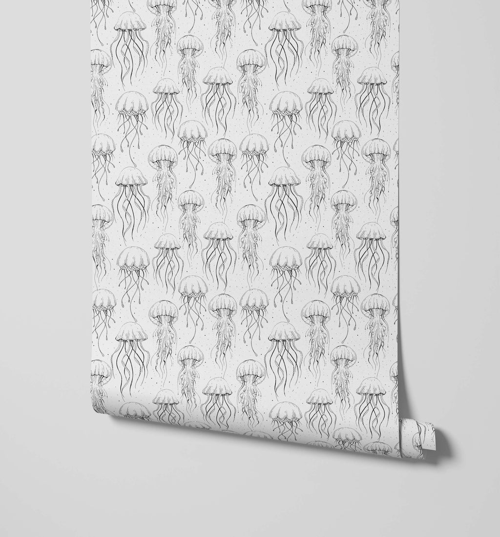 Jellyfish Wallpaper in Monochrome