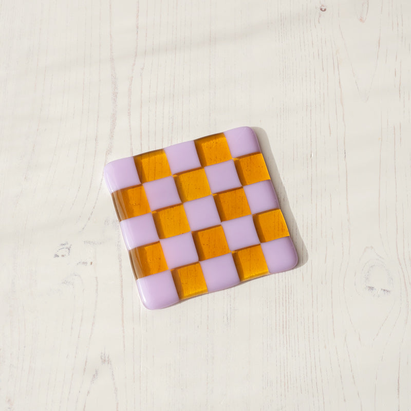 Lavender and Transparent Amber Coaster Bullseye Collection
