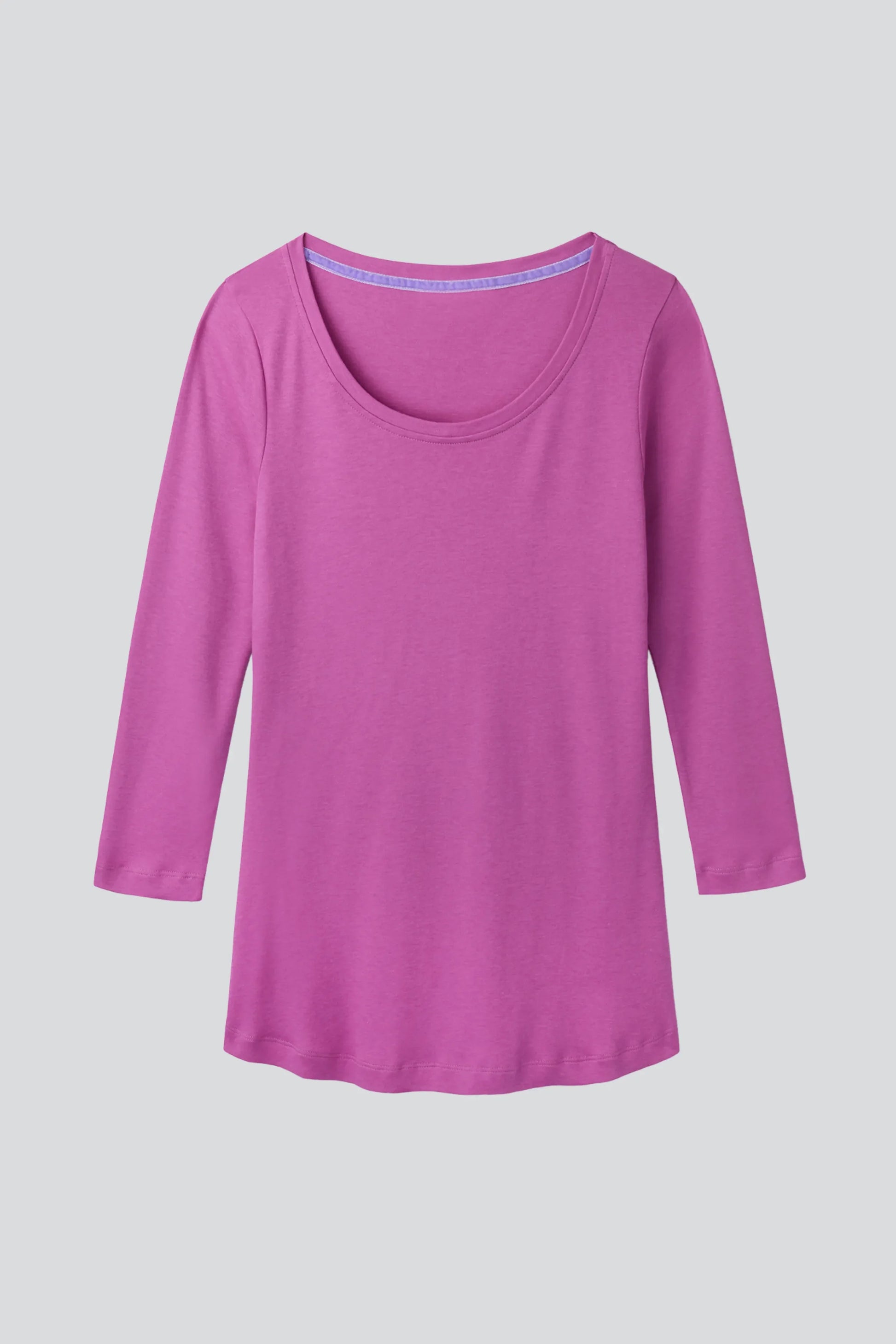 Three Quarter Sleeve Scoop Neck Cotton Modal Blend Tee