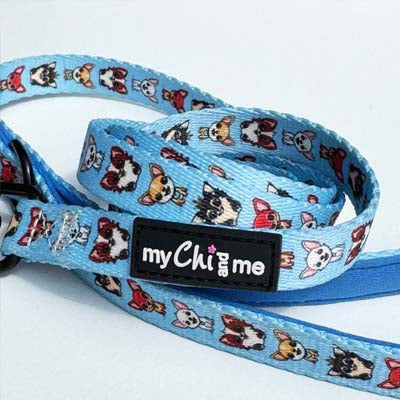 Blue Chihuahua Print Small Dog Lead 1.2m