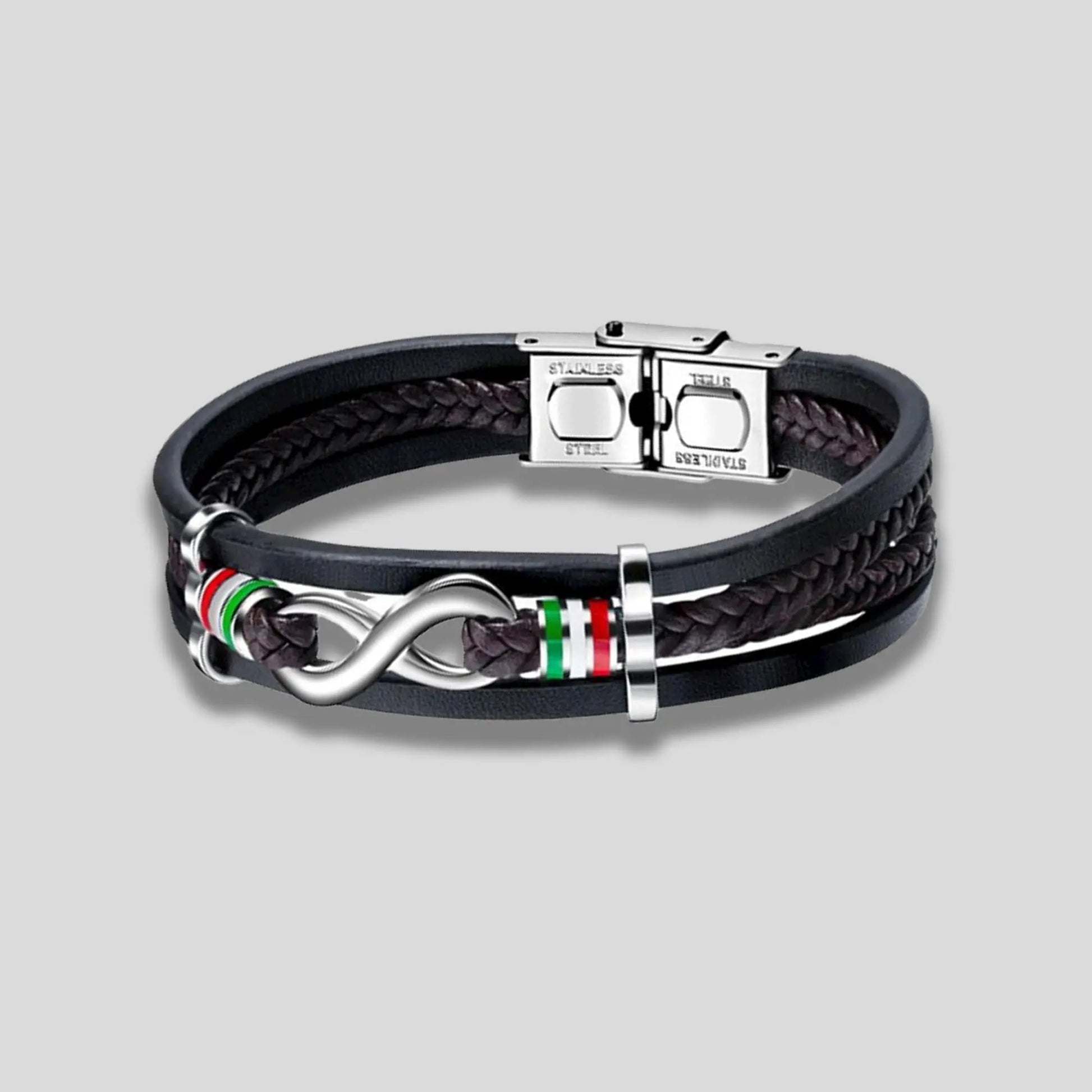 Leather Infinity Bracelet with Charms