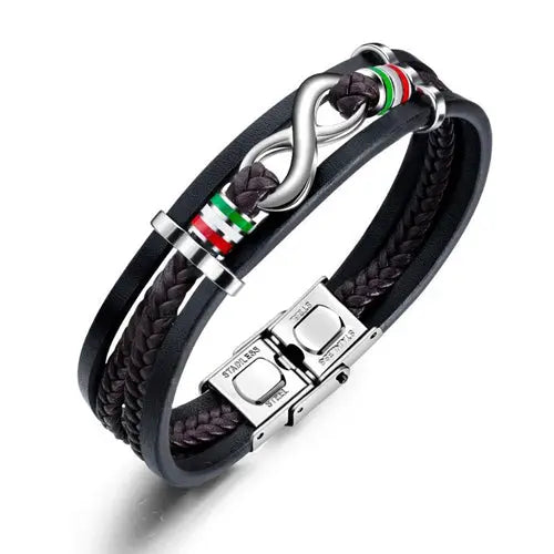 Leather Infinity Bracelet with Charms