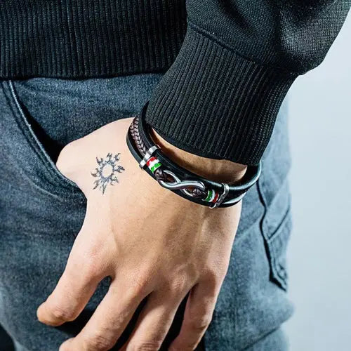 Leather Infinity Bracelet with Charms