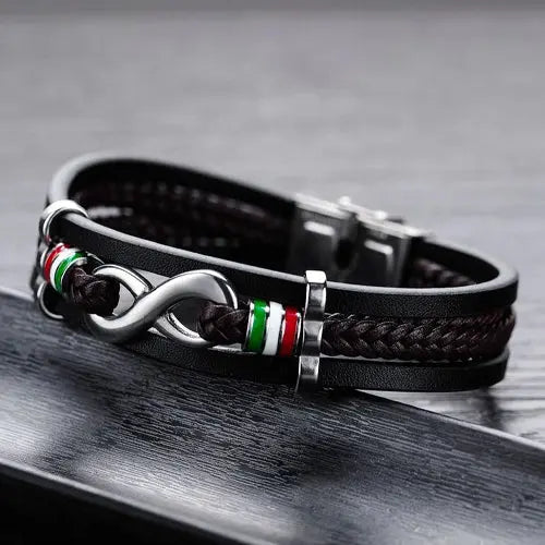 Leather Infinity Bracelet with Charms