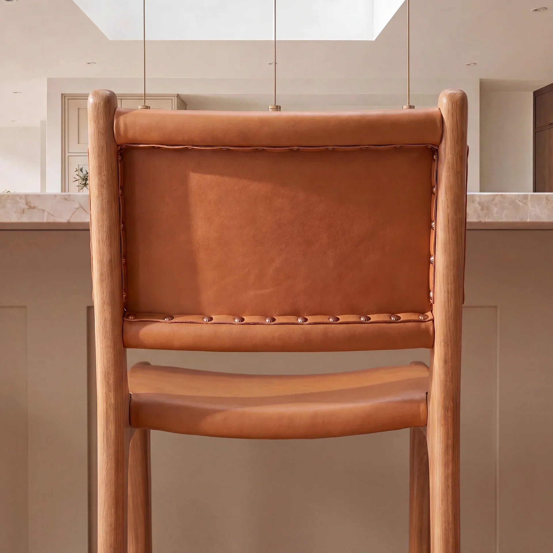 Zara Teak & Leather Bar Stool