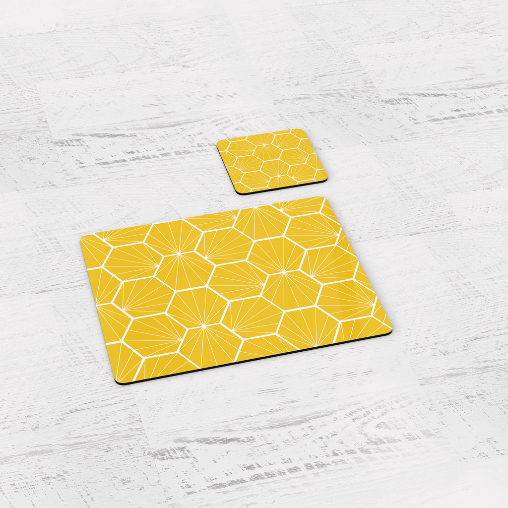 Lemon Yellow Geometric Hexagon Placemats Set of 4 or 6