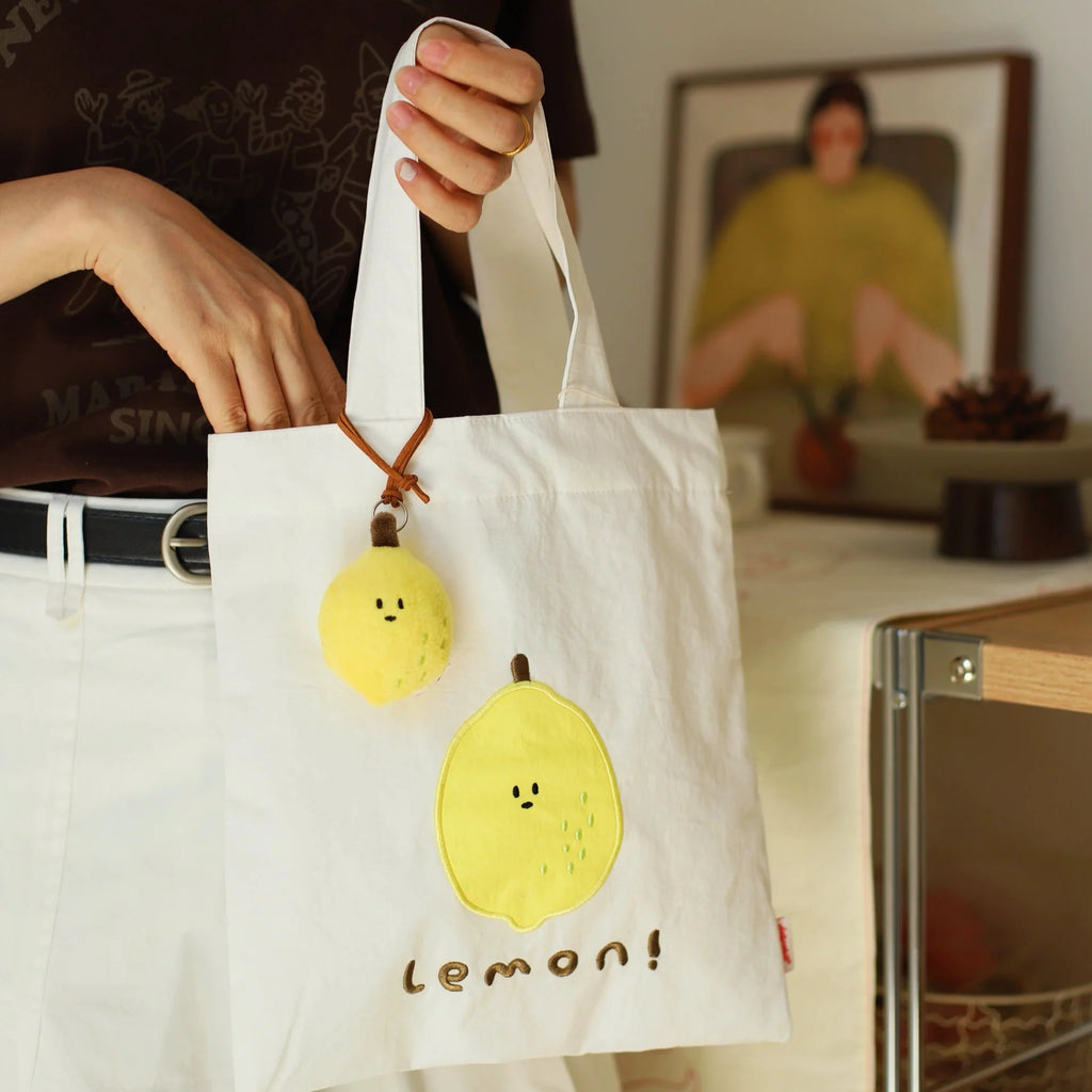 Daily White Lemon Canvas Bag