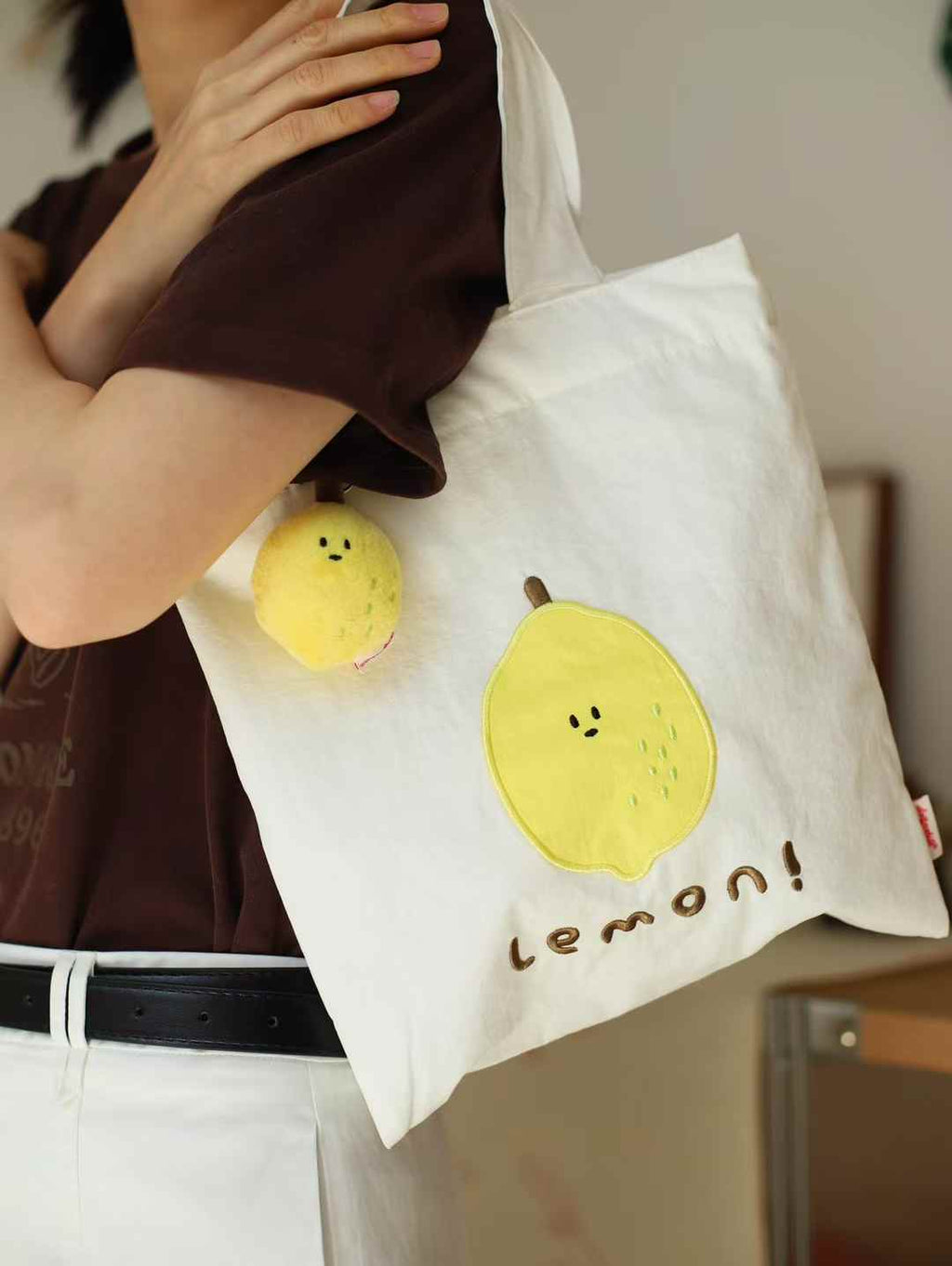 Daily White Lemon Canvas Bag