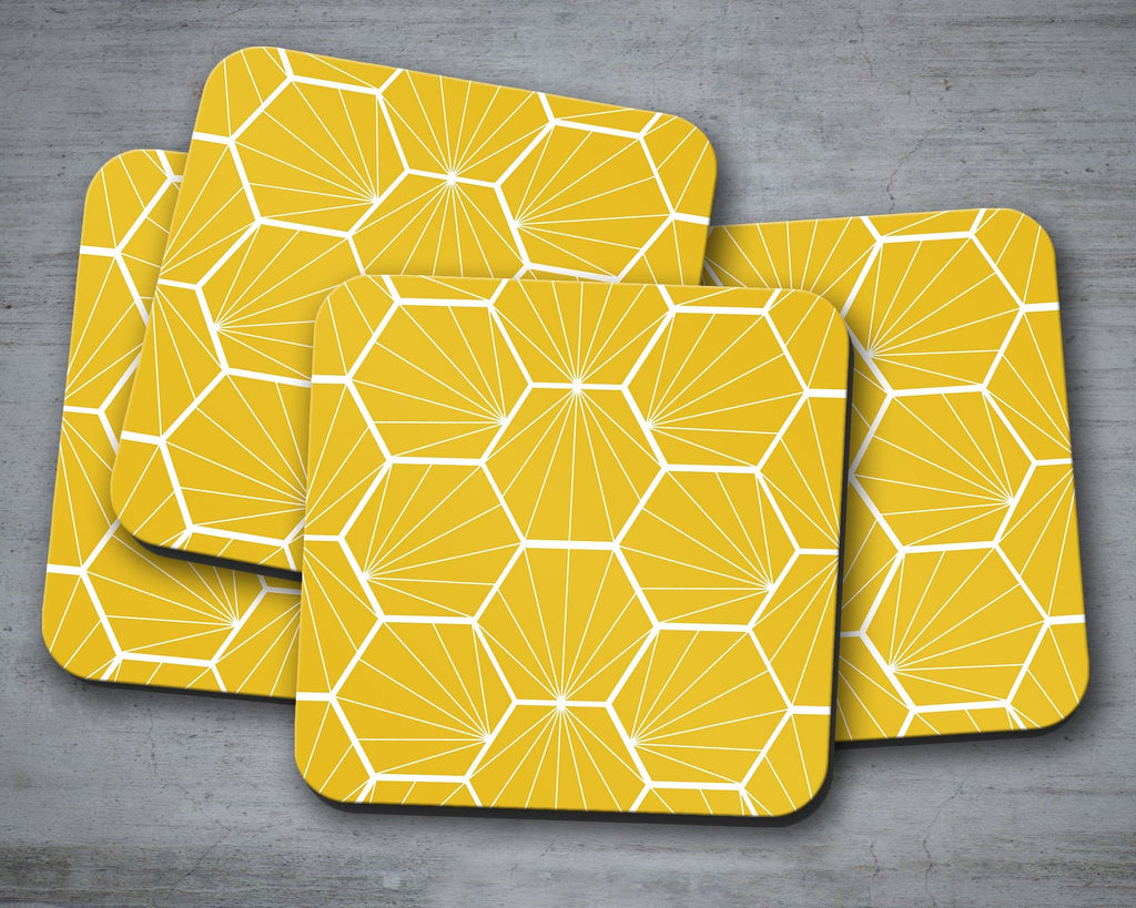 Lemon Yellow Geometric Hexagon Placemats Set of 4 or 6