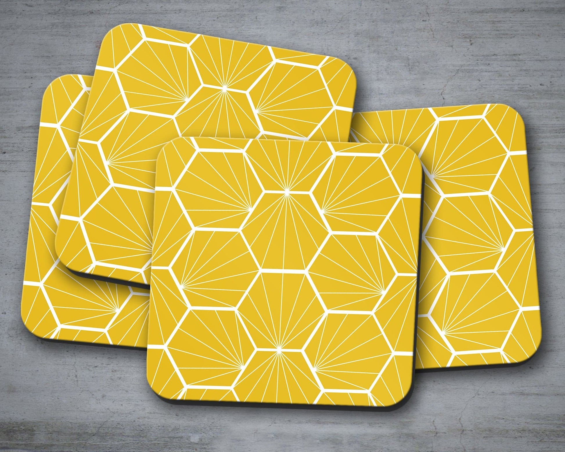 Lemon Yellow Geometric Hexagon Placemats Set of 4 or 6