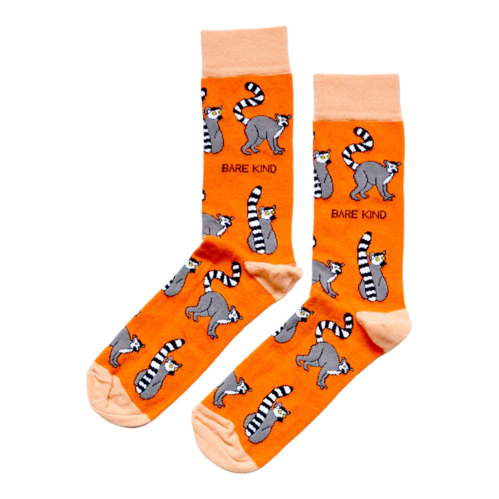 Save the Lemurs Bamboo Socks in Orange