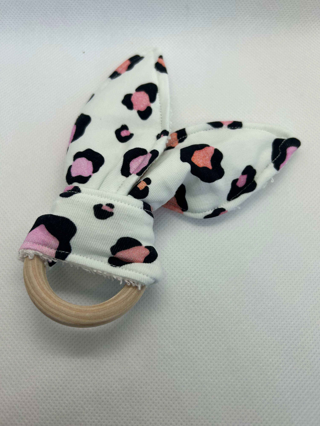 Leopard Baby Rattle Toy in Pastel Pink