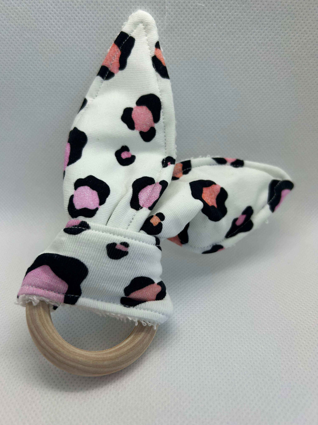 Leopard Baby Rattle Toy in Pastel Pink