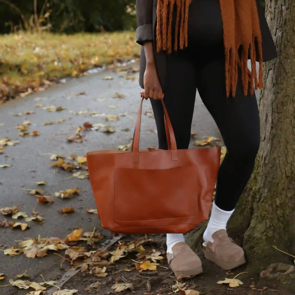 Leather Tote Bag for Work and Travel