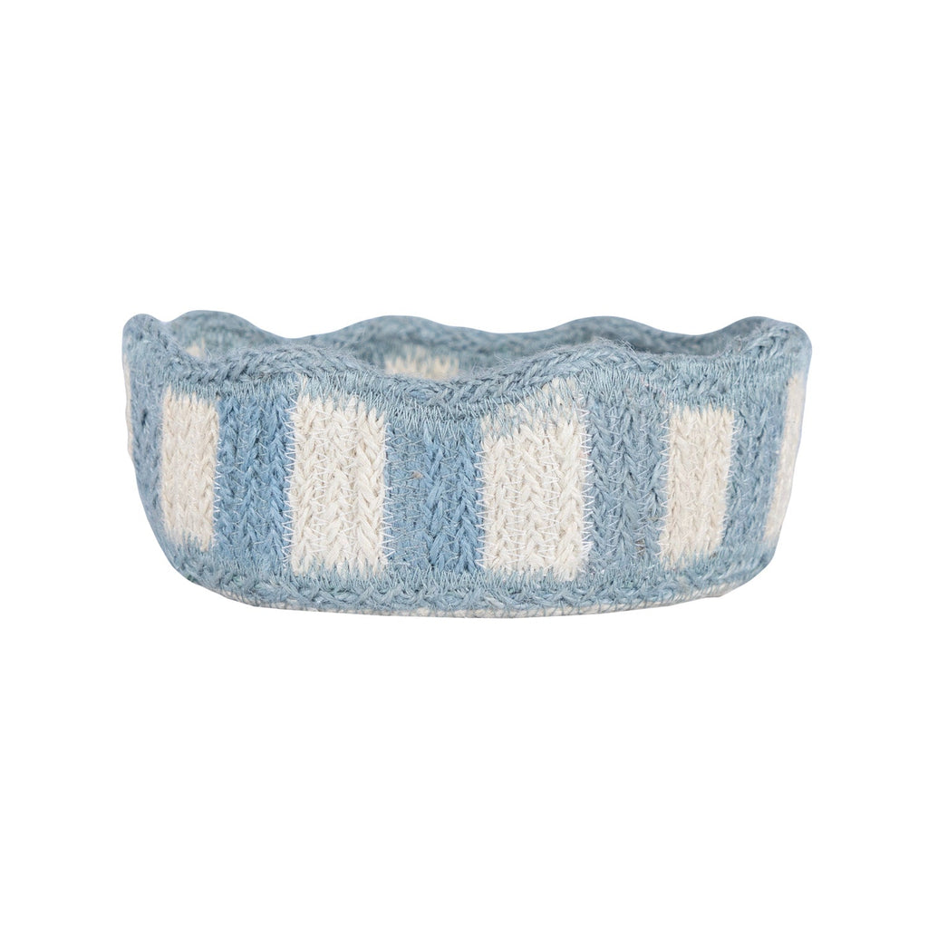 Stripy Scalloped Mini Basket - Dusty Blue
