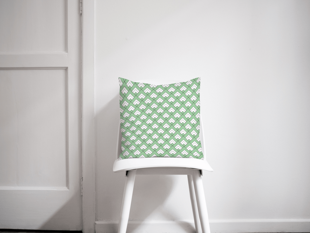 Light Green and White Geometric Tiles Throw Pillow