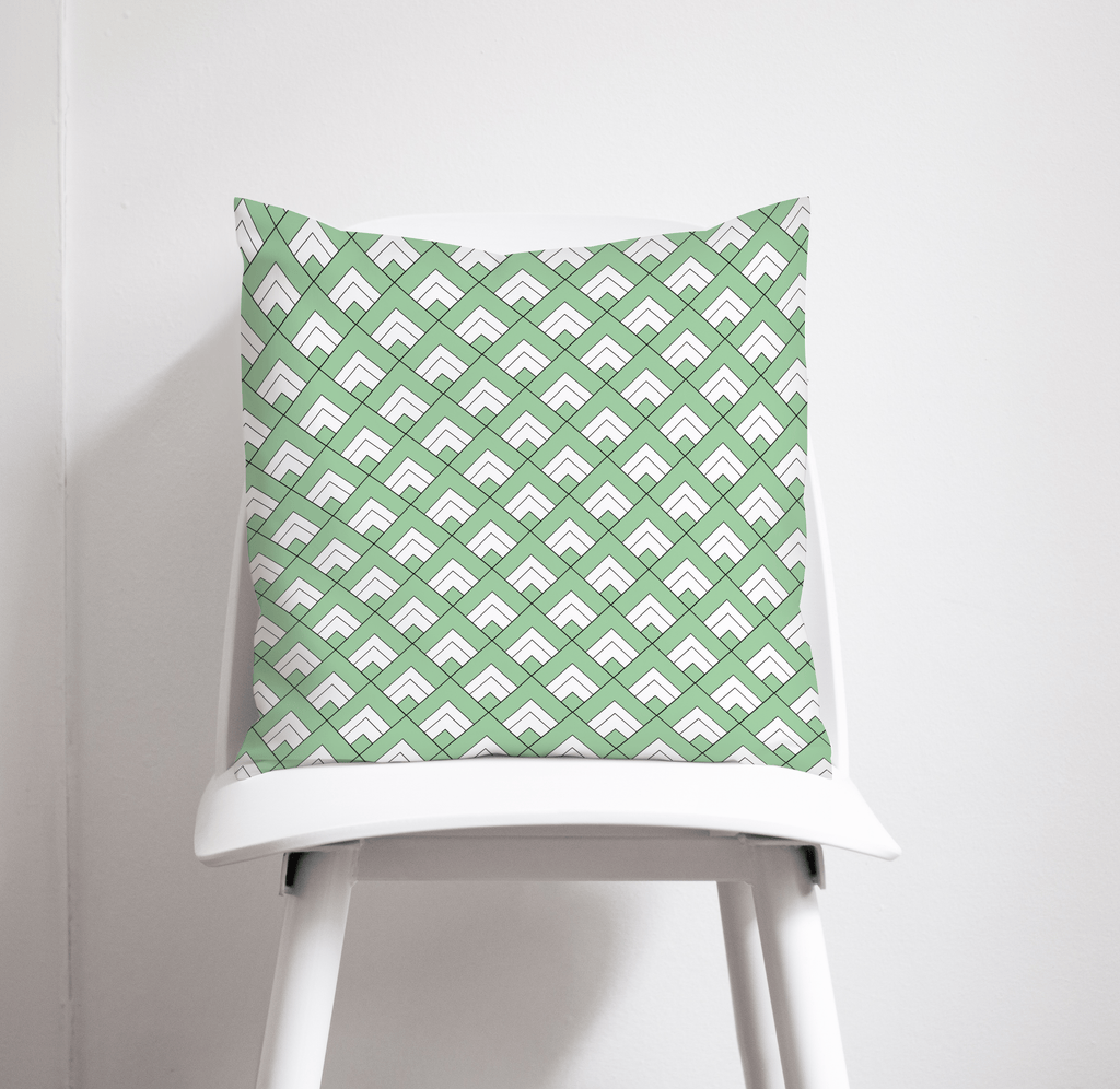 Light Green and White Geometric Tiles Throw Pillow