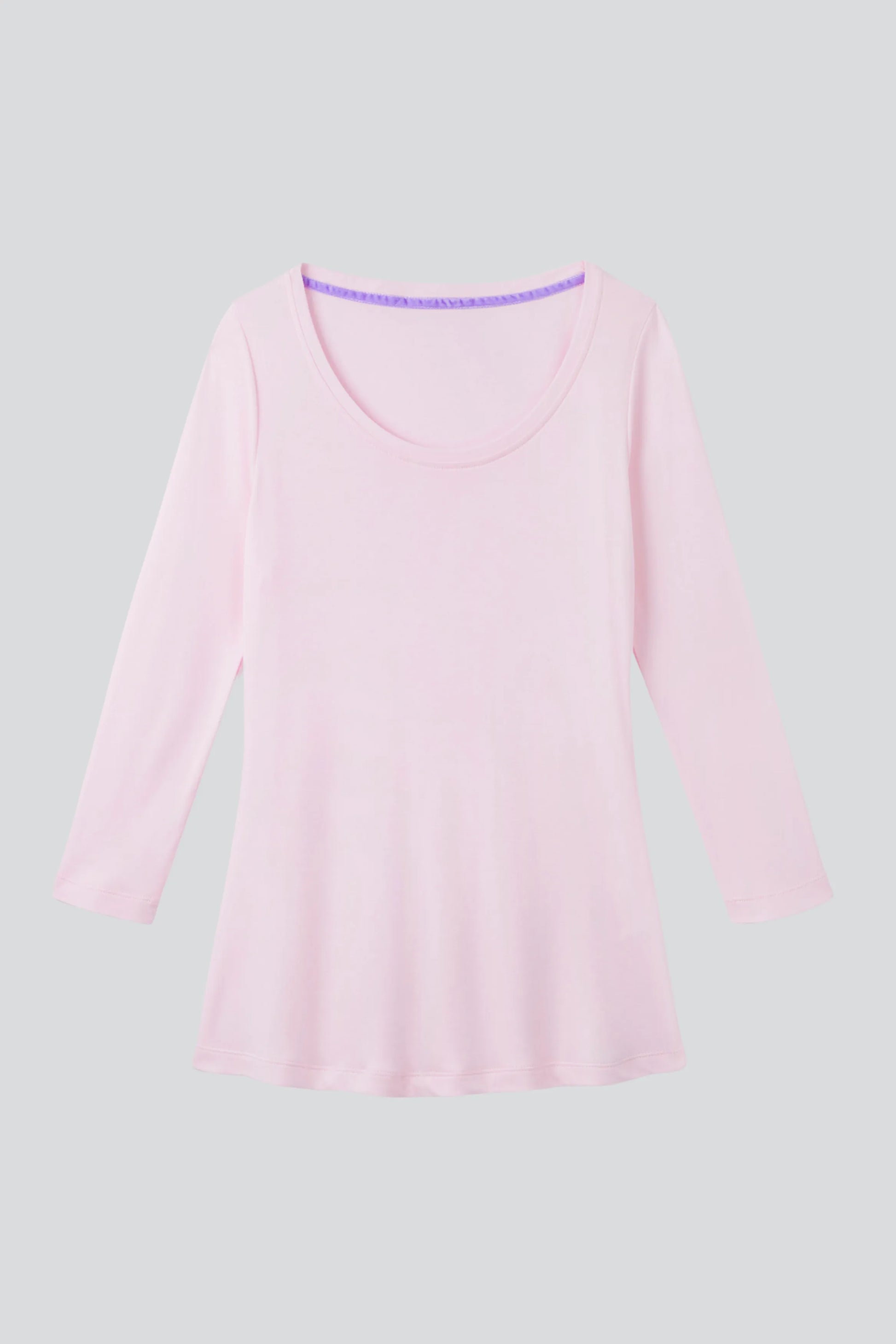 Three Quarter Sleeve Scoop Neck Cotton Modal Blend Tee
